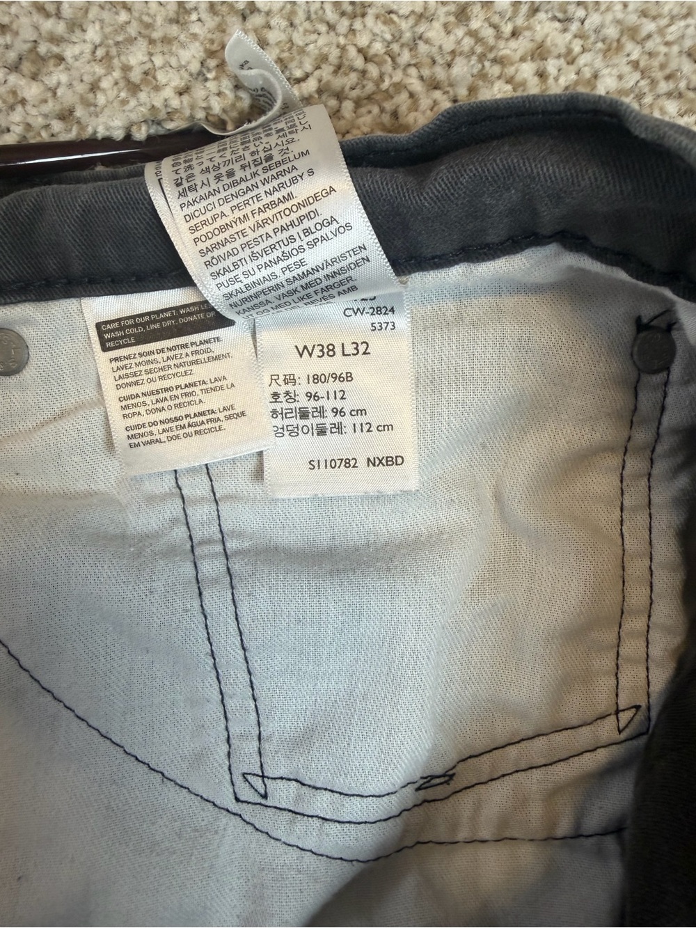 Levi's 514 Men's Jeans Pants Straight Fit Soft Twill 38x32 Slate Gray - Picture 5 of 9